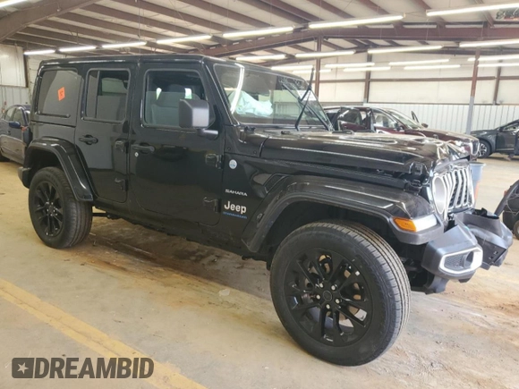 2024 Jeep Wrangler Sahara with VIN 1C4RJXP67RW292134, listed as a Copart auction lot 60993555 with 10,038 mi miles and Salvage title. Bid and sale history available at DreamBid. Image 4.