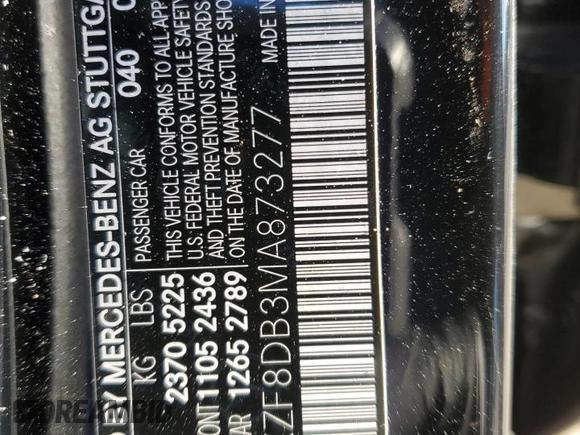 2021 Mercedes-Benz E-Class E 350 with VIN W1KZF8DB3MA873277, listed as a Copart auction lot 41870425 with 47,915 mi miles and Salvage Title. Bid and sale history available at carsss.com. Image 12.