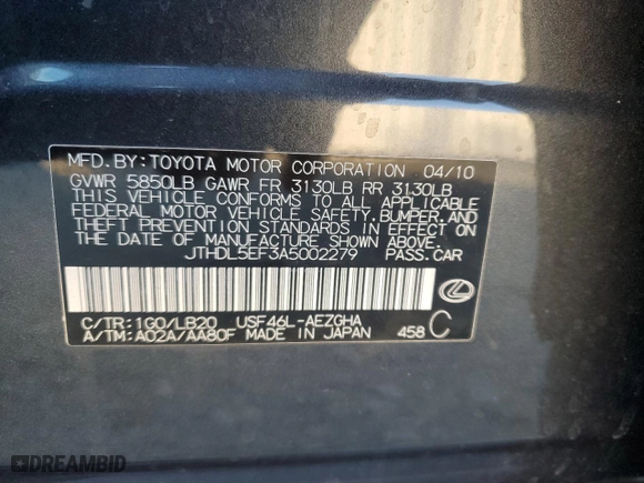 2010 Lexus LS 460 L with VIN JTHDL5EF3A5002279, listed as a Copart auction lot 78634754 with 143,727 mi miles and Clean Title. Bid and sale history available at carsss.com. Image 12.