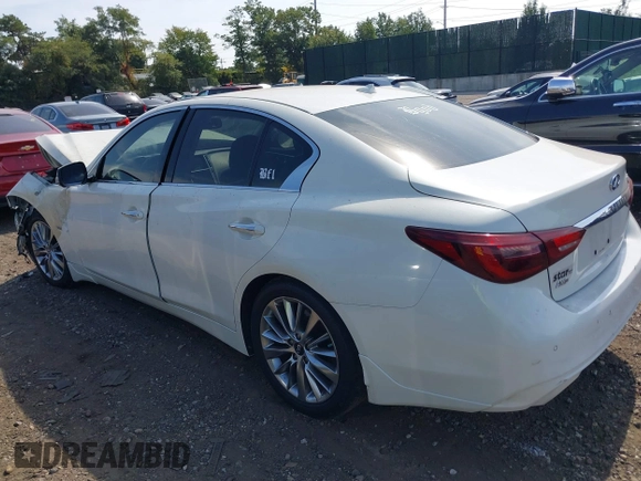 2019 Infiniti Q50 Luxe with VIN JN1EV7ARXKM557946, listed as a IAAI auction lot 40362058 with 56,615 mi miles and . Bid and sale history available at carsss.com. Image 3.