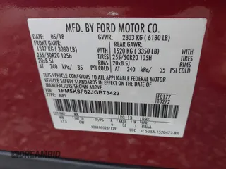 2018 Ford Explorer Limited with VIN 1FM5K8F82JGB73423, listed as a IAAI auction lot 42606779 with 49,856 mi miles and . Bid and sale history available at DreamBid. Image 9.
