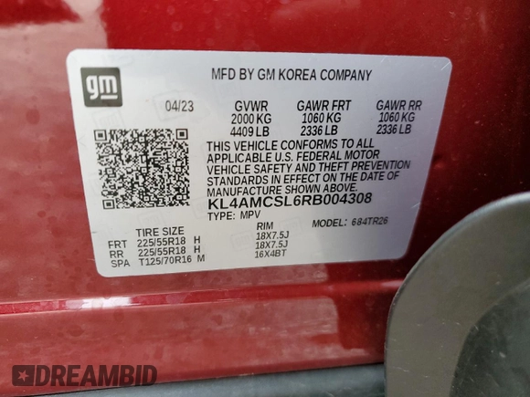 2024 Buick Encore GX Preferred с VIN KL4AMCSL6RB004308, выставлен на аукционе Copart как лот 55789975 с пробегом 6 361 миль миль и Списание • Salvage title. История ставок и продаж доступна на DreamBid. Изображение 12.
