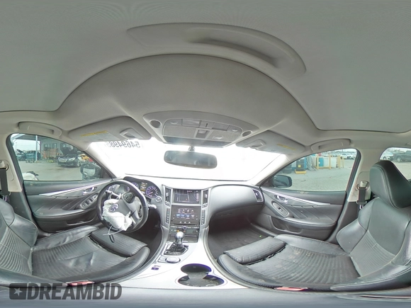2015 Infiniti Q50 Sport with VIN JN1BV7AP4FM346670, listed as a Copart auction lot 54694985 with 76,347 mi miles and Salvage title. Bid and sale history available at DreamBid. Image 14.