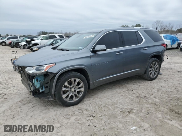 2018 Chevrolet Traverse Premier with VIN 1GNERKKW8JJ156024, listed as a Copart auction lot 46453915 with 128,527 mi miles and Salvage Title. Bid and sale history available at carsss.com. Image 1.