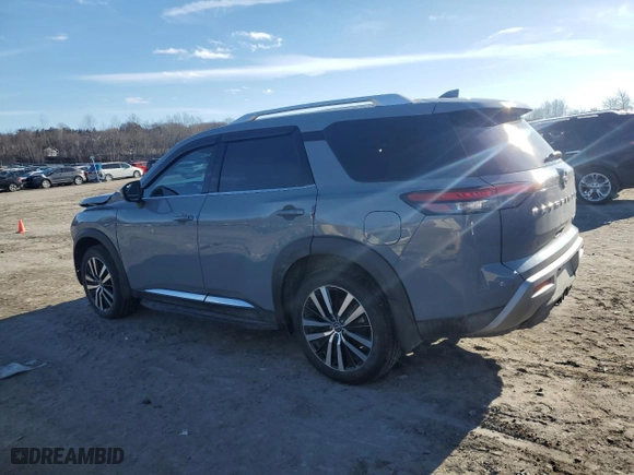 2023 Nissan Pathfinder Platinum with VIN 5N1DR3DK3PC202193, listed as a Copart auction lot 45381875 with 35,785 mi miles and Salvage Title. Bid and sale history available at carsss.com. Image 2.