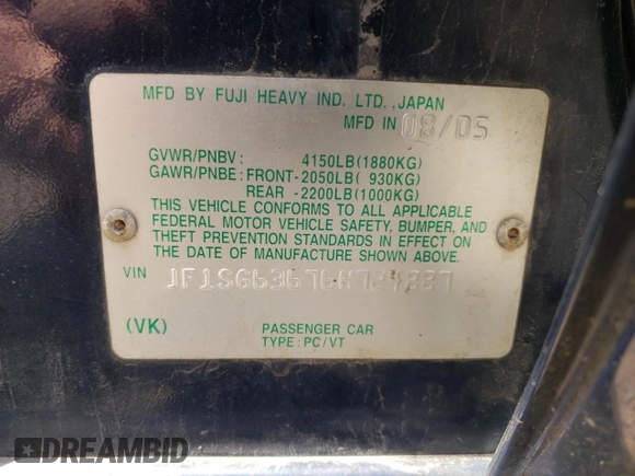 2006 Subaru Forester X с VIN JF1SG63676H724887, выставлен на аукционе Copart как лот 55110915 с пробегом 190 401 миль миль и Списание • Salvage title. История ставок и продаж доступна на DreamBid. Изображение 13.