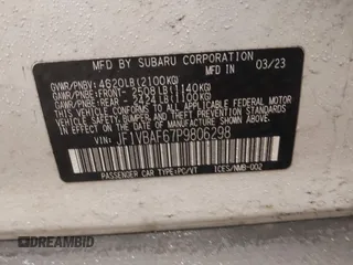 2023 Subaru WRX Premium с VIN JF1VBAF67P9806298, выставлен на аукционе IAAI как лот 41639579 с пробегом 35 000 миль миль и . История ставок и продаж доступна на DreamBid. Изображение 9.