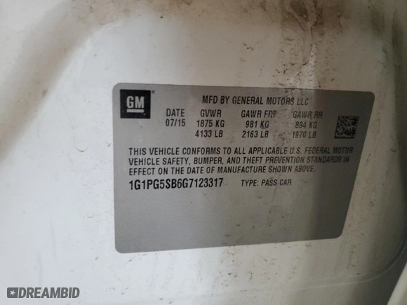 2016 Chevrolet Cruze Limited LTZ with VIN 1G1PG5SB6G7123317, listed as a Copart auction lot 48505105 with 31,031 mi miles and Salvage Title. Bid and sale history available at carsss.com. Image 14.