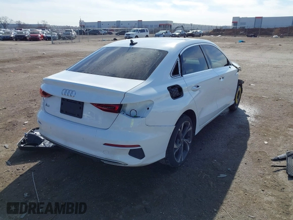 2022 Audi A3 Premium Plus with VIN WAUBUDGY4NA098920, listed as a IAAI auction lot 41331258 with 37,780 mi miles. Bid and sale history available at carsss.com. Image 4.