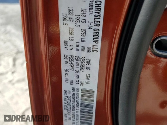 2014 Dodge Journey SE with VIN 3C4PDCAB1ET203414, listed as a Copart auction lot 46216735 with 203,930 mi miles and Salvage Title. Bid and sale history available at carsss.com. Image 13.