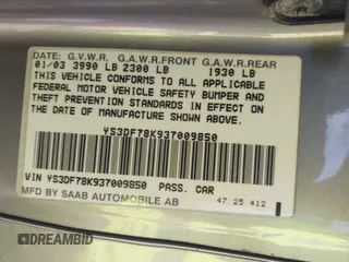 2003 Saab 9-3 SE z VIN YS3DF78K937009850, wystawiony jako IAAI lot #42175738 z przebiegiem 113 961 mil mil oraz . Historia ofert i sprzedaży dostępna na DreamBid. Obrazek 9.
