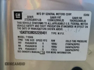 2006 GMC Envoy Denali with VIN 1GKET63M262299491, listed as a Copart auction lot 51914015 with 136,324 mi miles and Salvage Title. Bid and sale history available at carsss.com. Image 14.