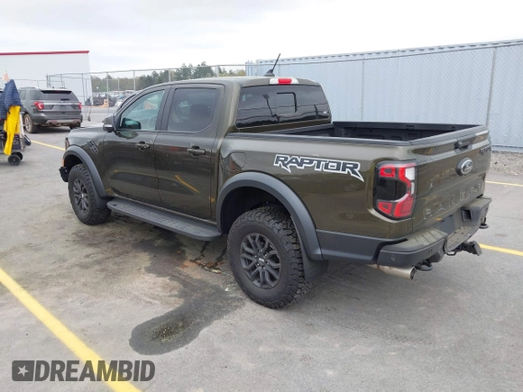 2024 Ford Ranger Raptor with VIN 1FTER4LR6RLE11671, listed as a IAAI auction lot 41821564 with 8,076 mi miles. Bid and sale history available at carsss.com. Image 3.
