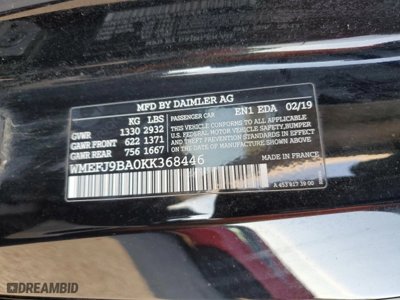 2019 Smart EQ fortwo pure with VIN WMEFJ9BA0KK368446, listed as a Copart auction lot 85898494 with NaN miles and Clean Title. Bid and sale history available at carsss.com. Image 13.