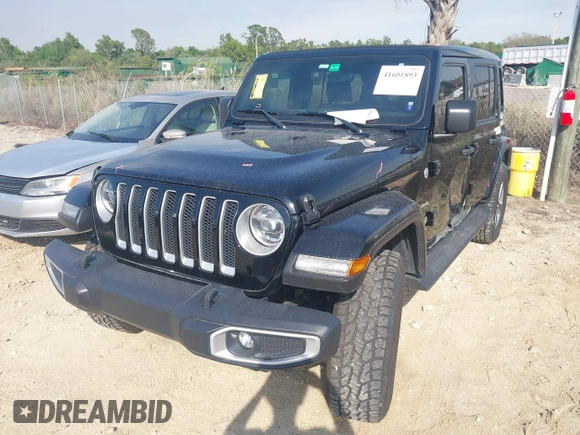2021 Jeep Wrangler Unlimited Sahara with VIN 1C4HJXEG3MW536507, listed as a IAAI auction lot 41601893 with 51,214 mi miles and . Bid and sale history available at DreamBid. Image 17.