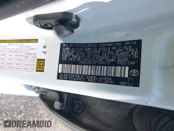 2015 Toyota Prius Four with VIN JTDKN3DU5F1876137, listed as a IAAI auction lot 42060062 with 287,361 mi miles. Bid and sale history available at carsss.com. Image 9.