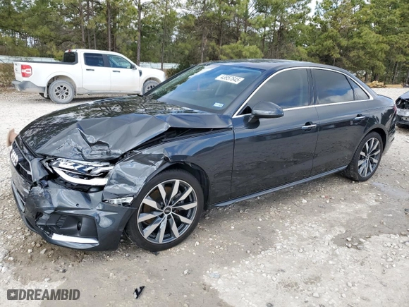 2022 Audi A4 Sedan Premium Plus with VIN WAUBBAF46NN002300, listed as a Copart auction lot 43957845 with 22,156 mi miles and Clean Title. Bid and sale history available at carsss.com. Image 1.