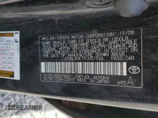 2009 Toyota Corolla with VIN JTDBL40E79J051926, listed as a Copart auction lot 54827165 with 218,273 mi miles and Clean Title. Bid and sale history available at carsss.com. Image 12.
