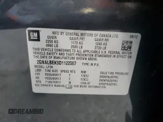 2013 Chevrolet Equinox LS with VIN 2GNALBEK9D1122567, listed as a Copart auction lot 55315465 with 110,729 mi miles and Clean Title. Bid and sale history available at carsss.com. Image 13.