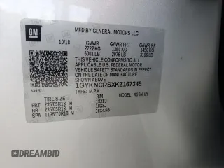 2019 Cadillac XT5 Luxury FWD with VIN 1GYKNCRSXKZ167345, listed as a Copart auction lot 54727105 with Not Provided miles and Salvage Title. Bid and sale history available at DreamBid. Image 14.