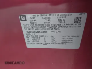 2011 GMC Terrain SLE-1 z VIN 2CTALMEC2B6410450, wystawiony jako IAAI lot #41971912 z przebiegiem 210 983 mil mil oraz . Historia ofert i sprzedaży dostępna na DreamBid. Obrazek 9.
