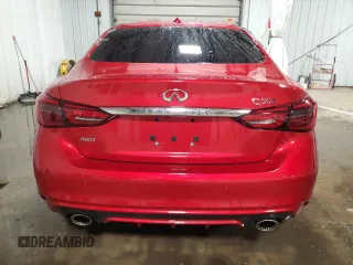 2020 Infiniti Q50 Red Sport 400 with VIN JN1FV7AR7LM660179, listed as a Copart auction lot 89016435 with 33,500 mi miles and Salvage Title. Bid and sale history available at carsss.com. Image 6.
