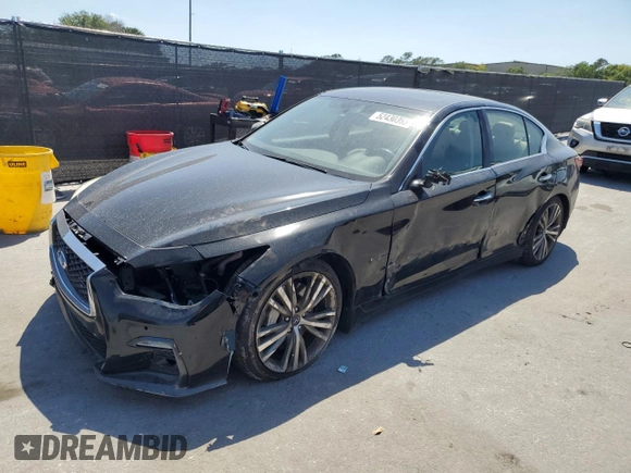 2018 Infiniti Q50 3.0t LUXE with VIN JN1EV7AP3JM591868, listed as a Copart auction lot 52430365 with 72,955 mi miles and Salvage Title. Bid and sale history available at carsss.com. Image 1.