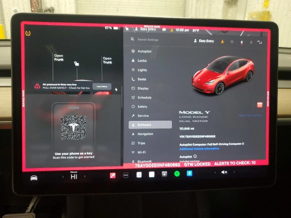 2022 Tesla Model Y Long Range with VIN 7SAYGDEE0NF480692, listed as a Copart auction lot 49378185 with 121,848 mi miles and Clean Title. Bid and sale history available at carsss.com. Image 9.