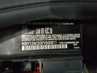 2015 BMW i3 with VIN WBY1Z4C53FV500611, listed as a Copart auction lot 58109382 with 0 mi miles. Bid and sale history available at carsss.com. Image 10.