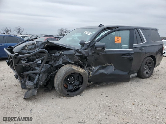 2023 Chevrolet Tahoe Commercial with VIN 1GNSCLED8PR279143, listed as a Copart auction lot 42970525 with 25,674 mi miles and Salvage Title. Bid and sale history available at carsss.com. Image 1.