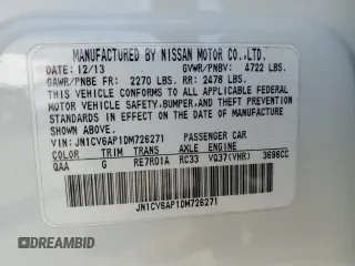 2013 Infiniti G37 Journey with VIN JN1CV6AP1DM726271, listed as a Copart auction lot 55510275 with 90,145 mi miles and Salvage title. Bid and sale history available at DreamBid. Image 13.