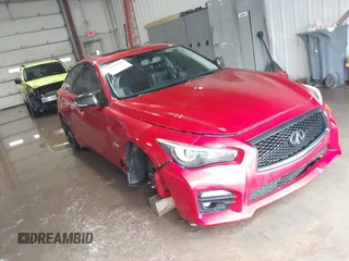 2017 Infiniti Q50 Red Sport 400 with VIN JN1FV7AP7HM851090, listed as a IAAI auction lot 41549331 with 90,819 mi miles. Bid and sale history available at carsss.com. Image 1.