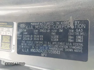 2014 Kia Soul with VIN KNDJN2A22E7059843, listed as a IAAI auction lot 41601093 with 61,396 mi miles. Bid and sale history available at carsss.com. Image 9.