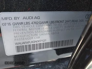 2016 Audi A4 Premium with VIN WAUAFAFL6GN007121, listed as a IAAI auction lot 41934404 with 60,740 mi miles. Bid and sale history available at carsss.com. Image 9.