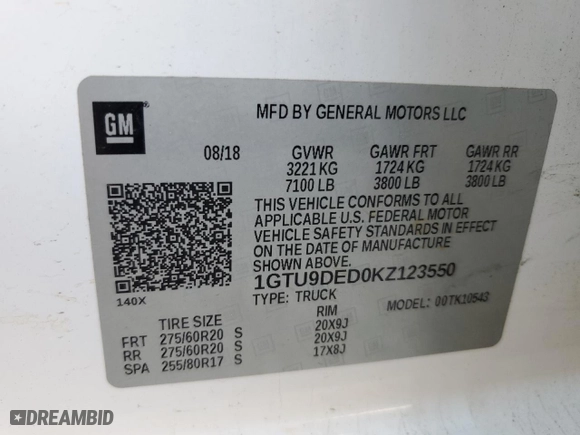 2019 GMC Sierra 1500 SLT with VIN 1GTU9DED0KZ123550, listed as a Copart auction lot 46444475 with 128,404 mi miles and Salvage Title. Bid and sale history available at carsss.com. Image 13.