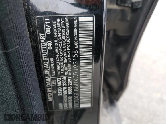 2012 Mercedes-Benz C 300 Sport with VIN WDDGF8BBXCR193158, listed as a Copart auction lot 57283155 with 108,486 mi miles and Salvage title. Bid and sale history available at DreamBid. Image 13.