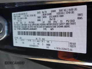 2024 Ford Escape ST-Line with VIN 1FMCU0MZ8RUA98481, listed as a Copart auction lot 42527795 with 8,486 mi miles and Salvage Title. Bid and sale history available at DreamBid. Image 12.
