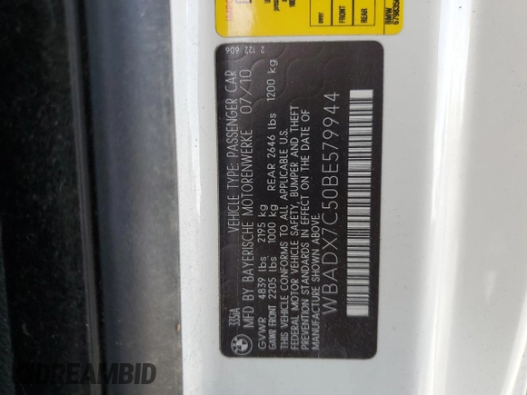 2011 BMW 3 Series 335i with VIN WBADX7C50BE579944, listed as a Copart auction lot 83713714 with Not Provided miles and Salvage Title. Bid and sale history available at carsss.com. Image 14.