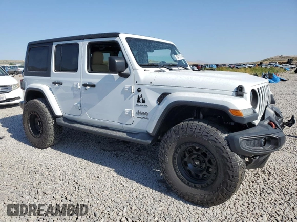 2018 Jeep Wrangler Unlimited Sahara with VIN 1C4HJXEG6JW112198, listed as a Copart auction lot 63412775 with 34,853 mi miles and Salvage title. Bid and sale history available at DreamBid. Image 4.