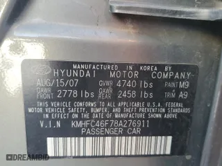 2008 Hyundai Azera Limited with VIN KMHFC46F78A276911, listed as a Copart auction lot 74143414 with 187,209 mi miles and Salvage Title. Bid and sale history available at carsss.com. Image 12.