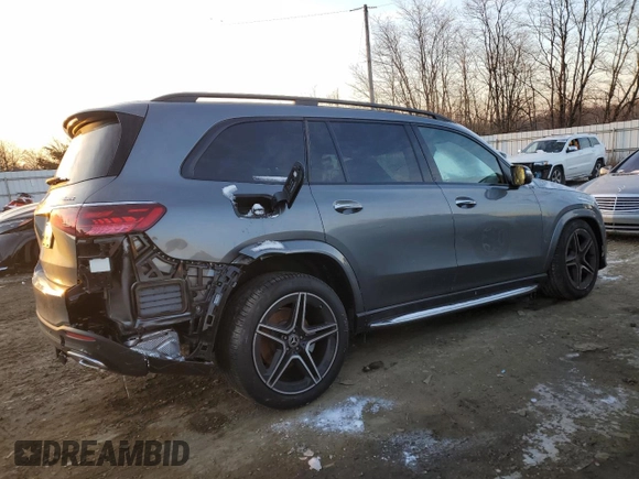 2025 Mercedes-Benz GLS with VIN 4JGFF5KE5SB296098, listed as a Copart auction lot 41367045 with 2,628 mi miles and Salvage Title. Bid and sale history available at carsss.com. Image 3.