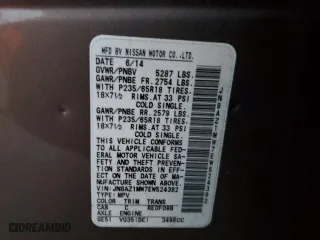 2014 Nissan Murano SL with VIN JN8AZ1MW7EW524382, listed as a Copart auction lot 87431924 with 89,693 mi miles and Clean Title. Bid and sale history available at carsss.com. Image 14.
