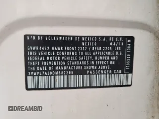 2013 Volkswagen Jetta TDI with VIN 3VWPL7AJ0DM682299, listed as a Copart auction lot 62701995 with 178,471 mi miles and Non repairable. Bid and sale history available at DreamBid. Image 12.