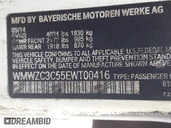 2014 MINI Countryman S with VIN WMWZC3C55EWT00416, listed as a IAAI auction lot 42031870 with Not Provided miles and . Bid and sale history available at DreamBid. Image 9.