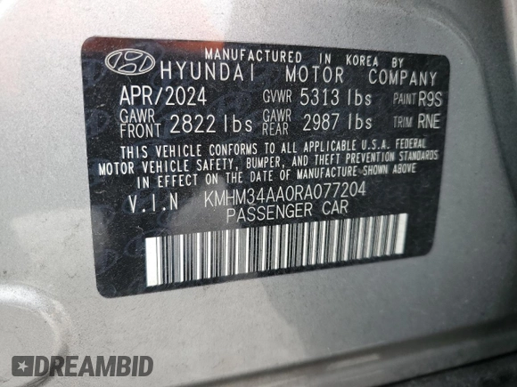 2024 Hyundai Ioniq 6 SEL z VIN KMHM34AA0RA077204, wystawiony jako Copart lot #85258574 z przebiegiem Nie podano mil oraz Nie do naprawy • Non repairable. Historia ofert i sprzedaży dostępna na DreamBid. Obrazek 13.