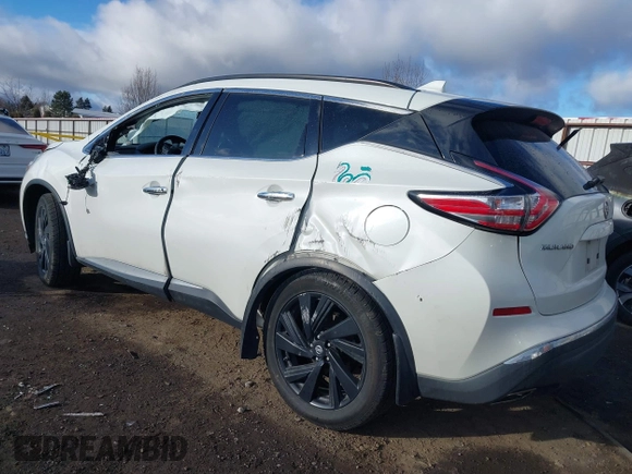 2017 Nissan Murano SL with VIN 5N1AZ2MH5HN204437, listed as a IAAI auction lot 41852350 with 82,545 mi miles and . Bid and sale history available at carsss.com. Image 3.