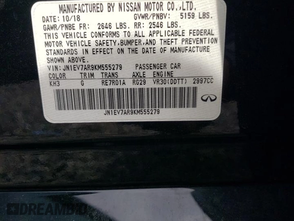 2019 Infiniti Q50 Luxe z VIN JN1EV7AR9KM555279, wystawiony jako Copart lot #53832605 z przebiegiem 96 415 mil mil oraz Szkoda całkowita • Salvage title. Historia ofert i sprzedaży dostępna na DreamBid. Obrazek 12.