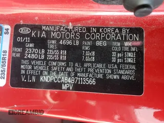 2011 Kia Sportage SX with VIN KNDPCCA64B7113566, listed as a Copart auction lot 52541885 with 151,389 mi miles and Clean Title. Bid and sale history available at carsss.com. Image 12.