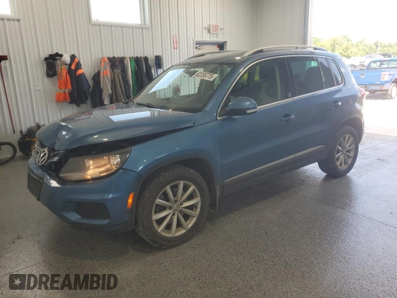 2017 Volkswagen Tiguan Wolfsburg Edition with VIN WVGSV7AX8HK014738, listed as a Copart auction lot 62255775 with 123,768 mi miles and Salvage title. Bid and sale history available at DreamBid. Image 1.