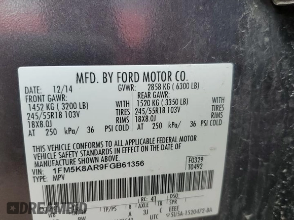 2015 Ford Utility Police Interceptor with VIN 1FM5K8AR9FGB61356, listed as a Copart auction lot 53762895 with 163,215 mi miles and Clean Title. Bid and sale history available at carsss.com. Image 13.